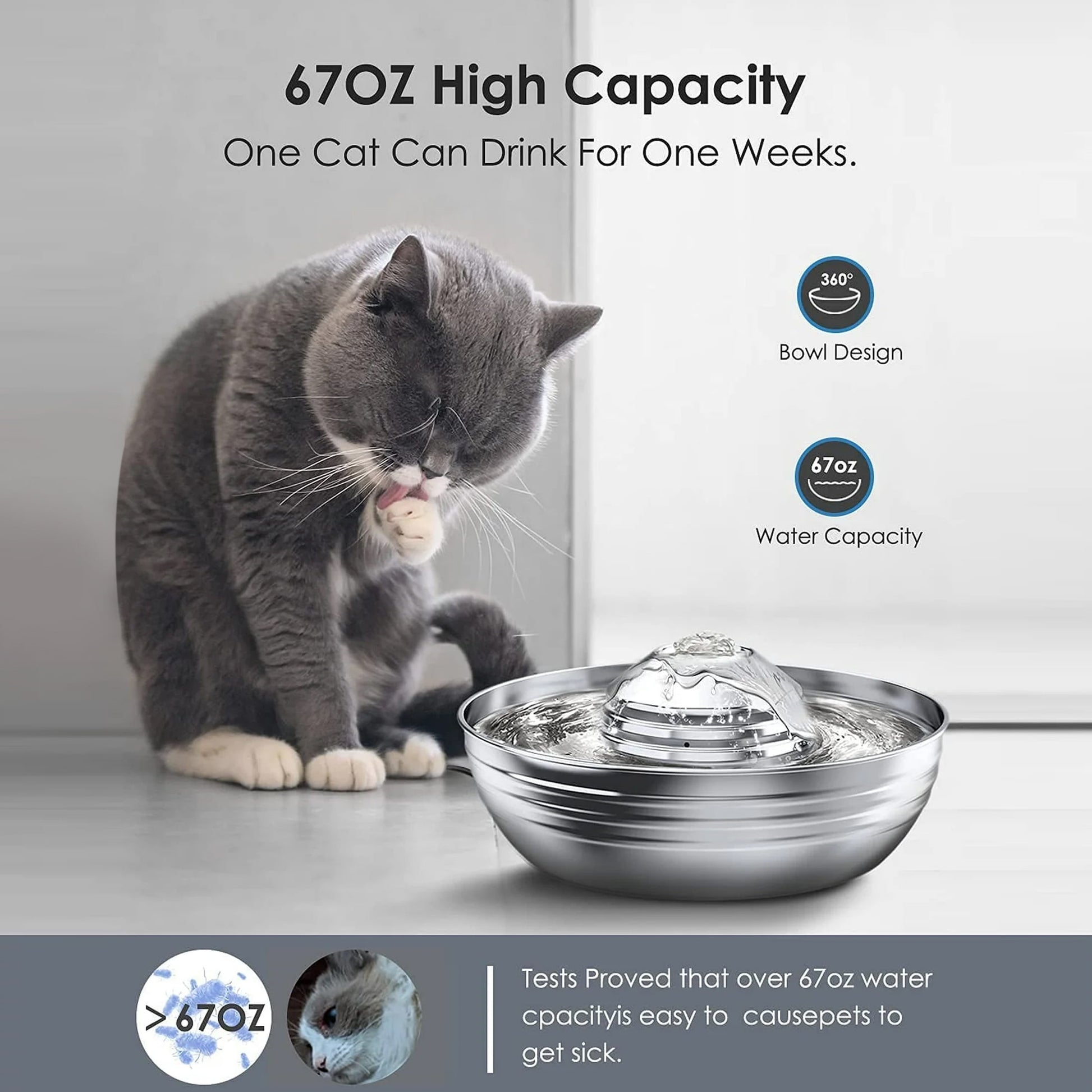 Stainless Steel Cat Water Fountain